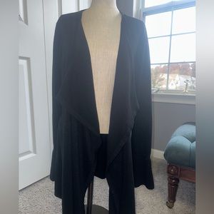 White House Black Market Black Shimmer Long Bell Sleeve Open Cardigan Cover-Up L